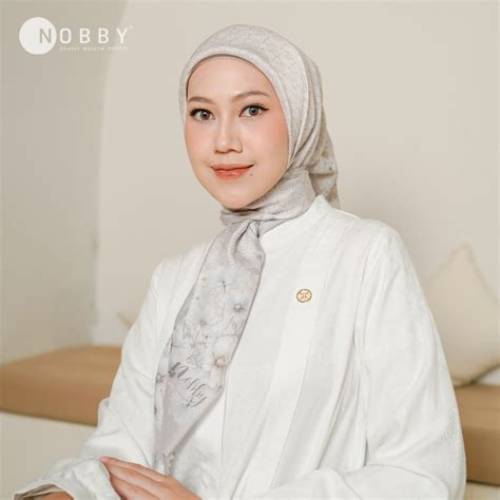 Nobby Wulan Scarf Kerudung Segiempat Motif Lasercut Bahan Spun Silk