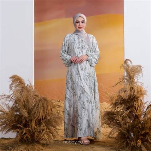 Nobby X Celine Evangelista Selara Dress Gamis Wanita A Line Bahan Satin Silk Premium
