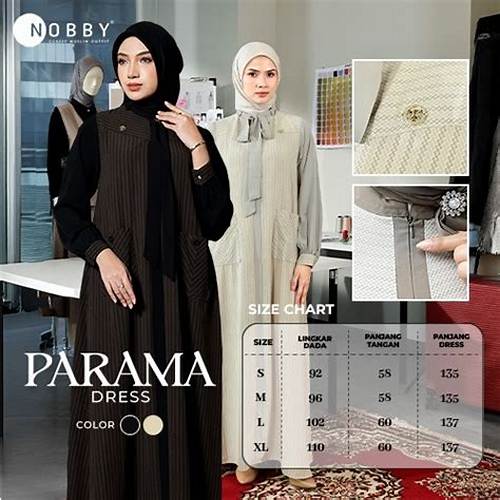 Parama Dress Gamis Muslim Terbaru Bahan Woolpeach Ultimate by Nobby