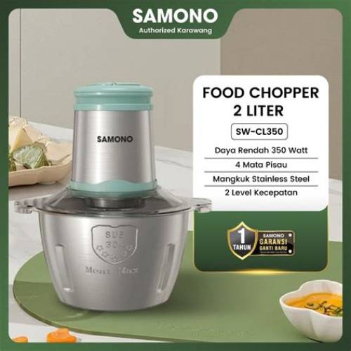 SAMONO 350W Food Chopper  Stainless Steel 2 Liter Food Processor Penggiling Daging Sayur 2 Speed SW-TC400W