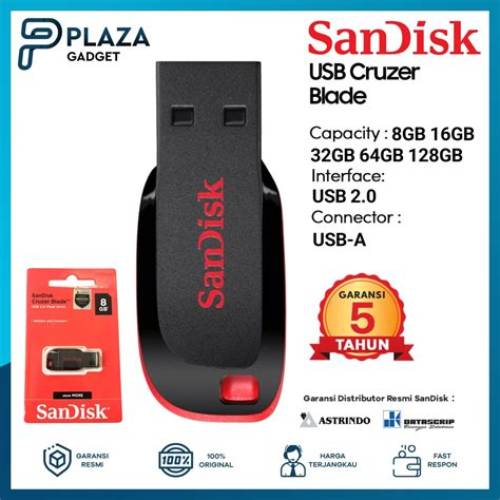 SANDISK Cruzer Blade 128GB CZ50 flashdisk - Garansi Resmi