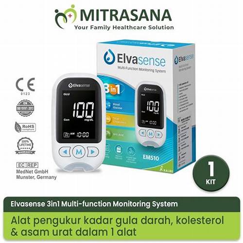 Strip Alat Cek 3in1 Elvasense (Gula Darah/Kolesterol/Asam Urat)
