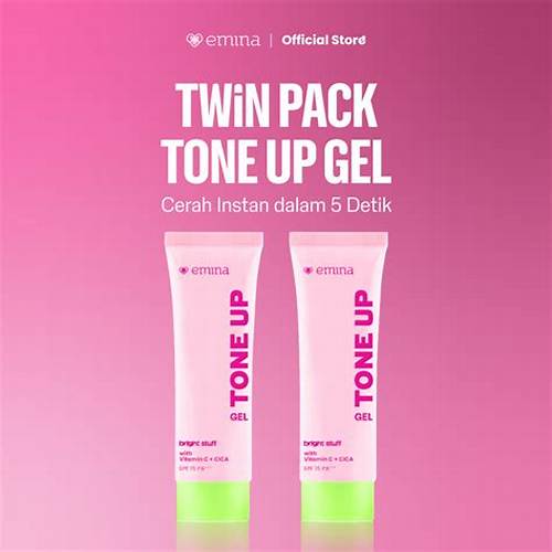 [Twin Pack] Emina Bright Stuff Tone Up Gel 20 ml Isi 2 Paket Tone Up - Pelembab Wajah Mencerahkan Instan, Perlindungan dari Sinar UV, Mudah Menyerap, Mudah Merata, No Whitecast, Anti Luntur, Non-Comedogenic, Non-Acnegenic, Cocok untuk semua jenis kulit