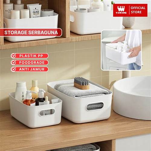 YAWANG Indonesia Kotak Penyimpanan Plastik Serbaguna Storage Box Multifungsional Keranjang Penyimpanan Makanan Skincare Kotak Plastik Bin Pantry