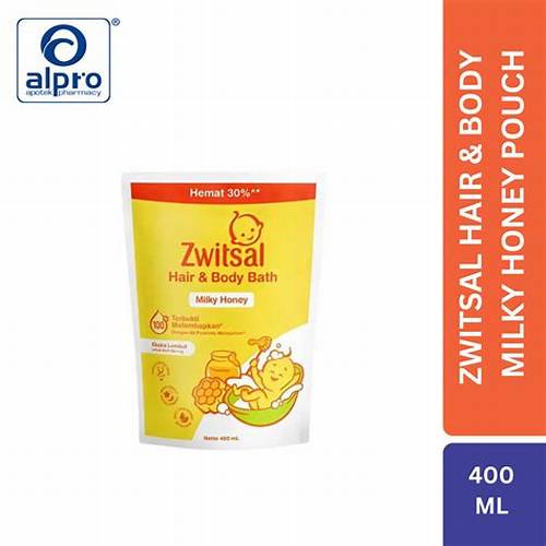 Zwitsal Baby Hair & Body Bath Milky Honey Pouch 400Ml